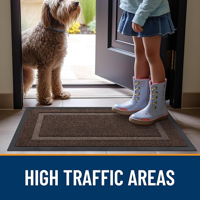 OLANLY Front Door Mat Indoor Outdoor Entrance, Waterproof All-Season, All-Weather Doormat, Sturdy Natural Rubber, Fade Resistant, Low Profile, Easy Clean Patio Porch Entryway Mat, 29.5x17, Dark Brown - Image 8