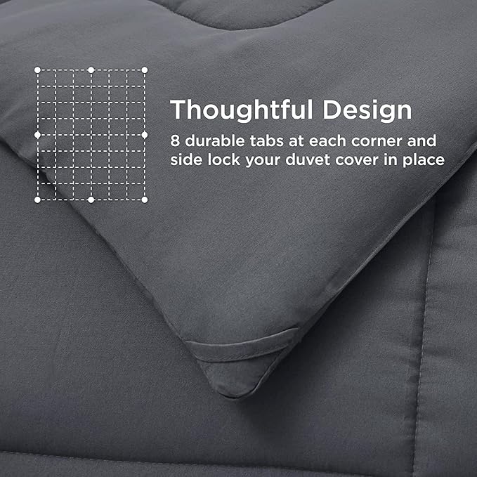 Casa Platino Gray Comforters Twin XL Size - Super Soft Duvet Insert with 8 Durable Tabs - Comfy & Cozy All Season Twin XL Size Quilted Bedding Comforter - Premium Down Alternative Fill - 66"x88", Gray