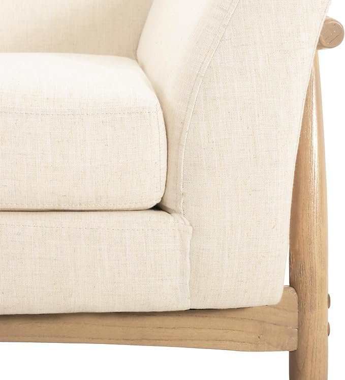 Christopher Knight Home Canna Fabric Flared Arms Loveseat, Comfy Upholstery 2 Seater Sofa, Wooden Frame Living Room Chair, Soft Seating Lounge Sofa for Bedroom/Office, Beige + Natural