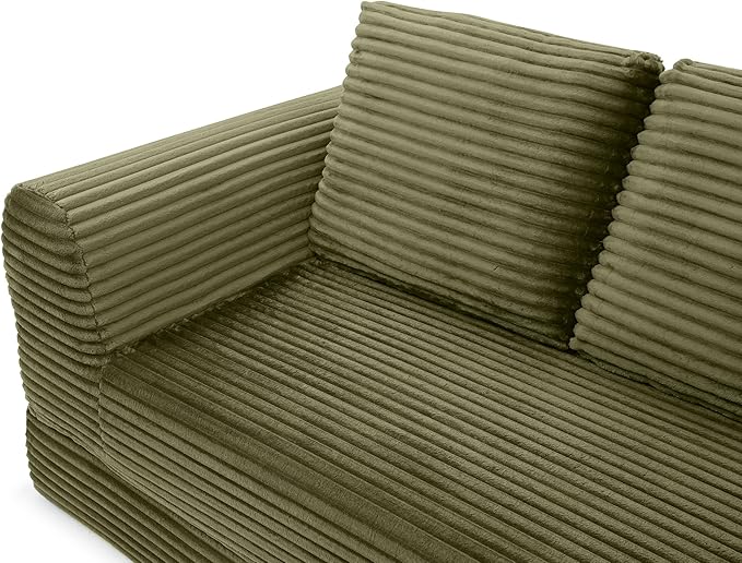 Foldable Boneless Love Seat Couches in a Box, Modern Floor Foam Sleeper Sofa Bed 2-in-1 Convertible Cloud Sofa for Home Apartments Bedroom
