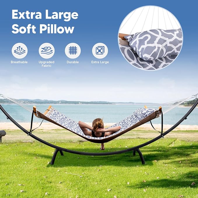 SUNCREAT Portable Outdoor Hammock with Stand, Double Hammock with Stand for Outside, Patent Pending, Gray - Image 7