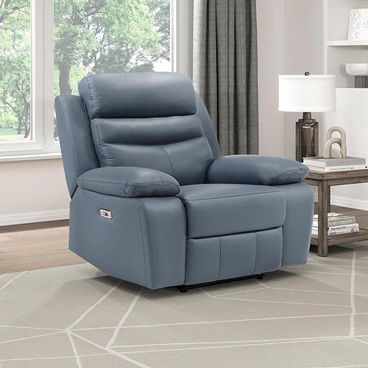 Lexicon Recliner Chair Living Room Leather Match Reclining Sofa Chair, Home Theater Seating, Wall Hugger Recliner, Power Recliner Sofa Chair for Living Room/Office/Apartment, Blue