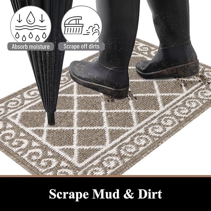 HEBE Indoor Door Mat 24''x36'' Non Slip Front Door Welcome Mats Washable Shoe Mats Dirt Trapper for Entryway Low Profile Kitchen Carpet for Entrance Hallways Entrance Mat for Dogs - Image 3