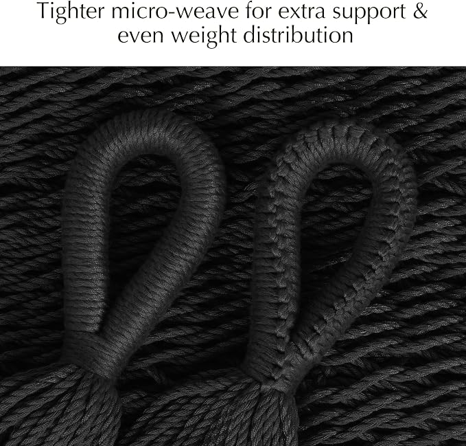 PNAEUT Handwoven Mayan Hammock, Thick Soft Rope Double Hammock for Outdoor Outside & Indoor, 600 lbs Capacity Heavy-Duty, Includes Tree Straps, Carabiners & Carrying Bag (Sombra Negra, X-Large) - Image 5