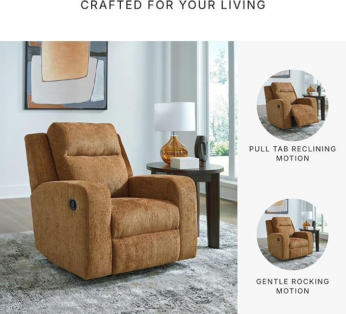 Signature Design by Ashley Kanlow Modern Manual Rocker Recliner, Light Brown