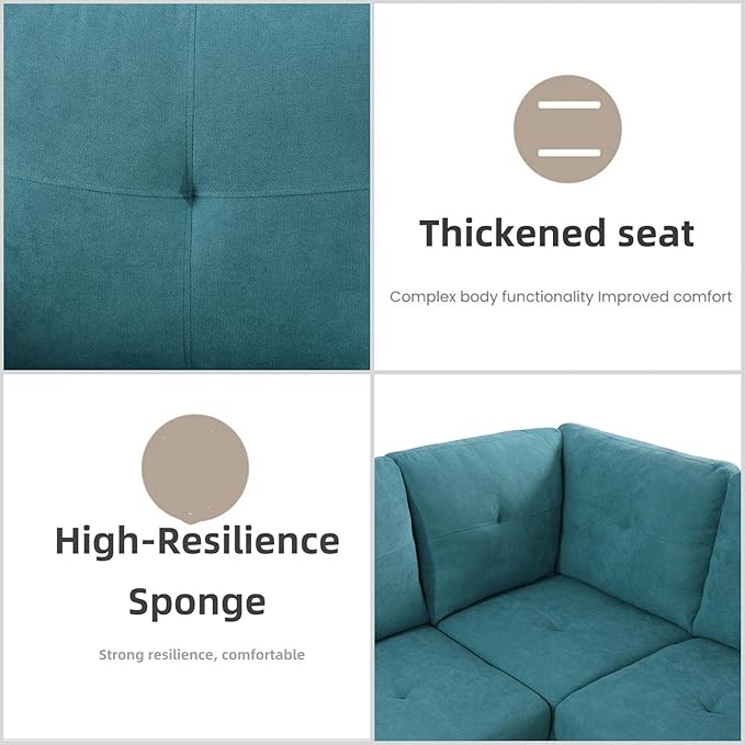 FONTOI L Shaped Sectional Couches for Living Room, Modern Modular Sectional Sofa with Ottoman Storage, Comfy L Shaped Couch with Chaise for Bedroom Apartment Furniture, Green