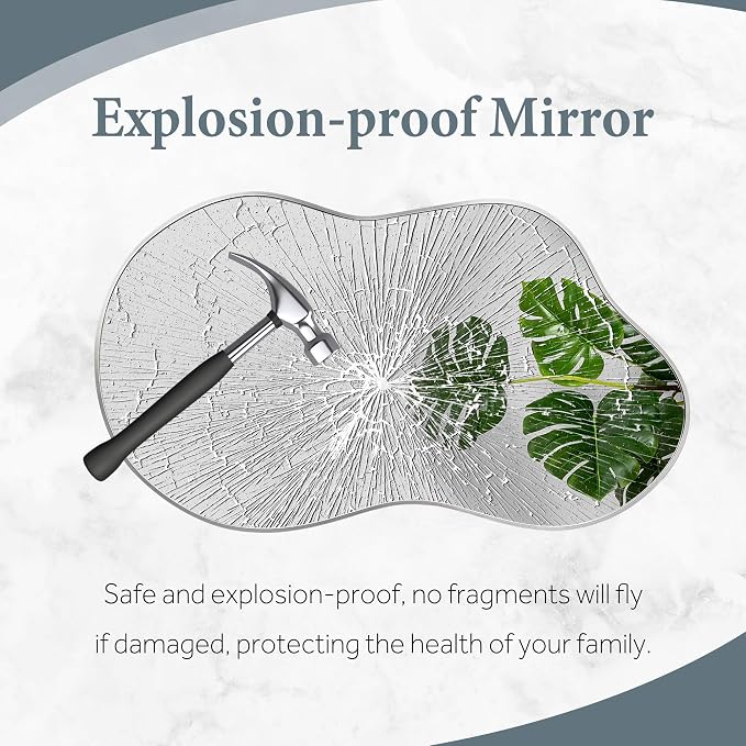 Dorlicecass Irregular Wall Mirror - Wall Mirrors Decorative 20"x36" Silver Asymmetrical Mirror Tempered Glass Aviation Aluminum Alloy Frame for Bathroom, Bedroom, Living Room, Cloakroom, Entryway - Image 6