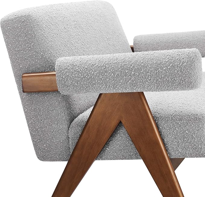 Modway EEI-6504-LGR Lyra Boucle Fabric Loveseat, Light Gray