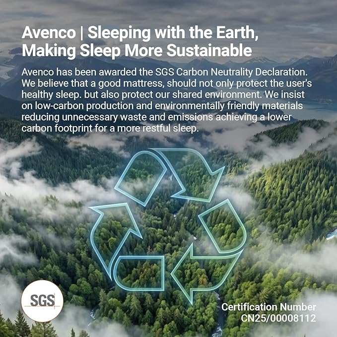 Avenco 8 Inch Twin Mattress for Deep Sleep, Twin Size Mattresses with Innerspring for Pressure Relief, Foam and Spring Hybrid Colchones Breathable Cover CertiPUR-US Certified Bed Mattress in a Box