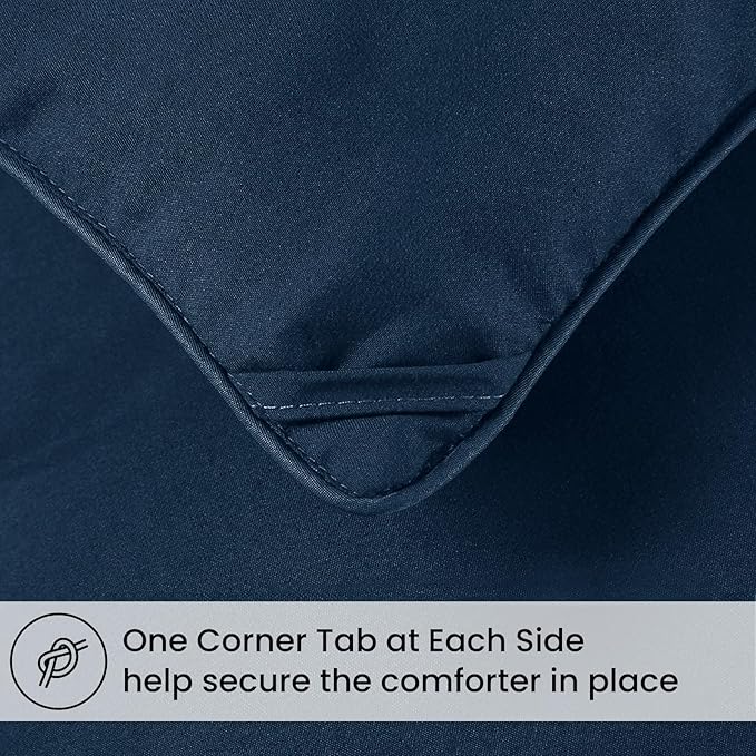 COHOME Full Size Cooling Comforter, All-Season Quilted Down Alternative Duvet Insert, Luxury Hotel Breathable GentleSoft Comforter with Anti-Clump Tech & 8 Tab - Reversible - Navy Blue 82"x86"
