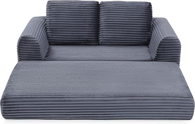 Foldable Boneless Love Seat Couches in a Box, Modern Floor Foam Sleeper Sofa Bed 2-in-1 Convertible Cloud Sofa for Home Apartments Bedroom
