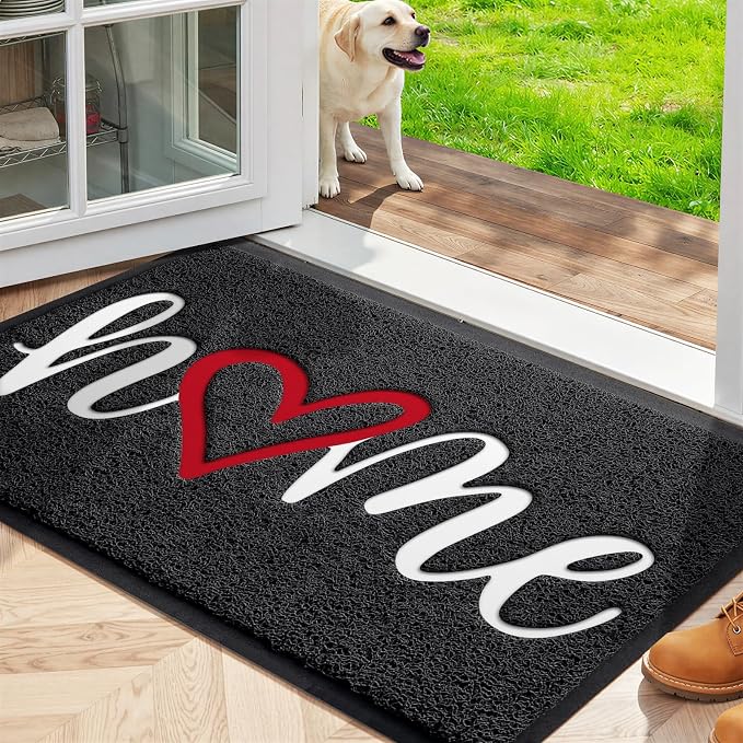 StepLively Door Mat Home Welcome Mats Outdoor and Indoor, Heavy-Duty Low-Profile Non-Slip Front Welcome Mat for Home Entrance, Outside Entry, Yard, Floor, Patio (30''x17.5'', Black) by StepLively