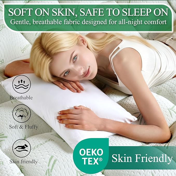 3 Inch Full Mattress Topper, Plush Pillow Top Matress Topper for Back Pain Relief, Cooling Mattress Pad with 6"-18" Deep Pocket, Rayon Derived from Bamboo,Oeko-TEX Certified (54"x75")