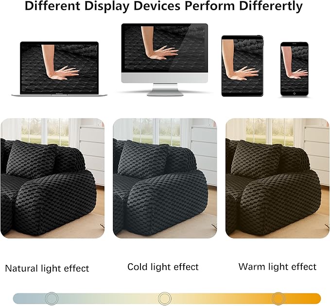 114" U-Shaped Compressed Sectional Cloud Sofa, Flannel Upholstered Modular Deep Seat Sofa with 5 Pieces, Symmetrical Boneless Foam Modular Cloud Couches for Living Room