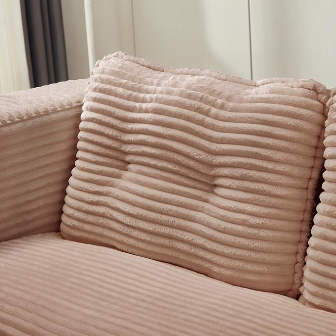 80" Convertible Sectional Sofa Bed, 3-in-1 Folding Floor Couch with Convertible Chaise Lounge, Plush Corduroy Sleeper Sofa for Living Room and Bedroom, No Assembly Required (Dusty Pink)