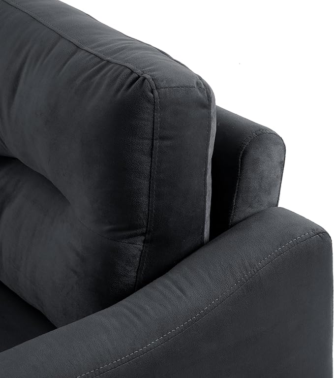 Upholstered Single Sofa Chair,Mordern Armchair with Wooden Legs for Living Room,Bedroom and Office,Black
