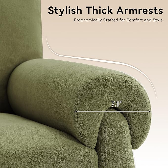 Oversized Accent Chair, Comfy Living Room Chairs, Single Sofa Chair with Thick Cushion and Armrests, Upholstered Arm Chair for Living Room, Modern Armchair, Reading Chair for Bedroom, Green
