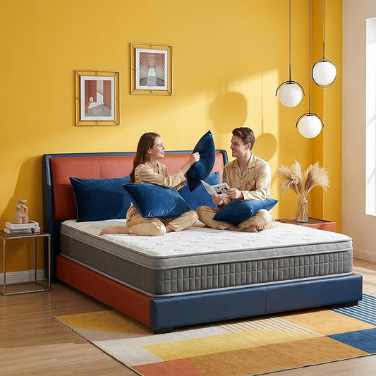 12″ Queen Hybrid Mattress – Balanced Support & Comfort, Cooling Breathable Foam + Pocket Coils, Motion Isolation, Reinforced Edges, CertiPUR-US, Fiberglass-Free, Mattress in a Box