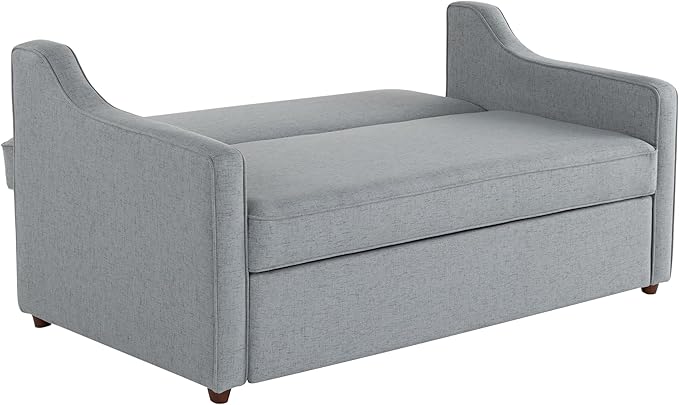 Serta® Corren 68.1" Queen Sized Convertible Sofa, Dream Coil® Comfort, Fingerguard® Pinch Point Protection, Sofa Chenille Fabric, Light Gray