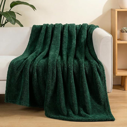 Exclusivo Mezcla Soft Fleece Throw Blanket for Couch, Super Soft Velvet Plush Fleece Blankets, Fuzzy Cozy and Warm for Winter, 50x60 Inches, Forest Green