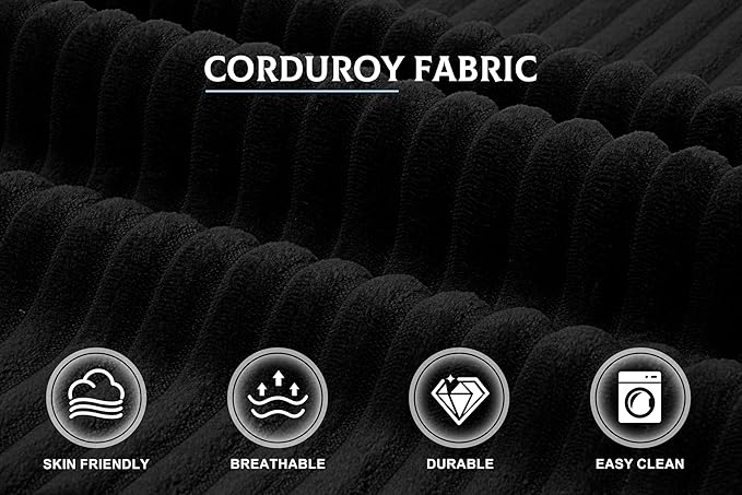 Homguava Modular Sectional Couches for Living Room,105" Cloud Couch with L-Shape Chaise,Comfy Sofa Living Room Sofas with Deep Seat,No Assembly L Couch,Corduroy Fabric(Black,R)