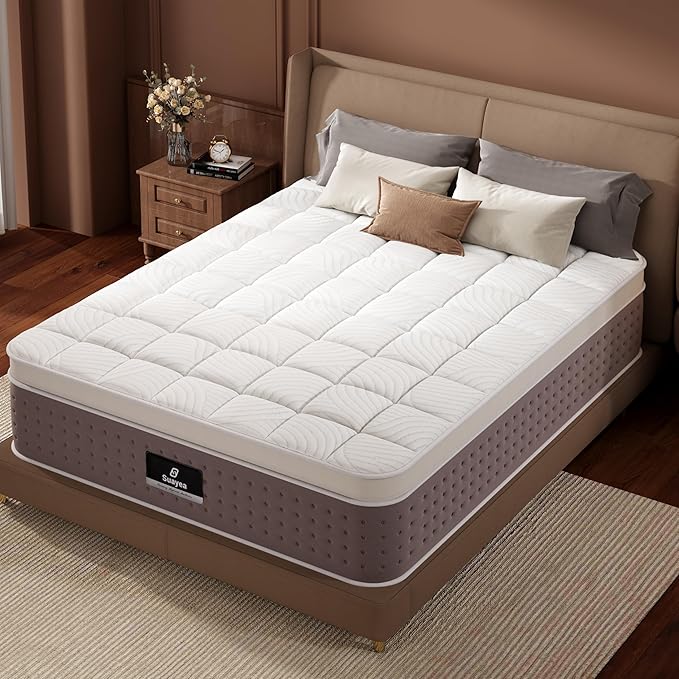 California King Mattress, 12 Inch Cal King Mattress in a Box, Cooling Gel Memory Foam Mattresses with Individual Pocket Springs, Pressure Relief, Medium Firm Feel, Extra Edge Support, CertiPUR-US