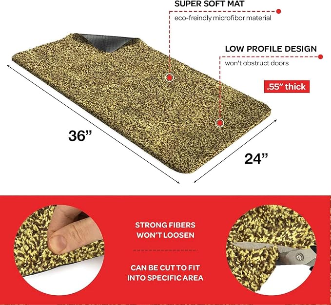 Premium Microfiber Indoor Door Mat – 24"x36" Washable Entry Mat, Non-Slip, Waterproof Backing, Super Absorbent, Low Profile Entryway Doormat for Indoor Entrance - Image 2