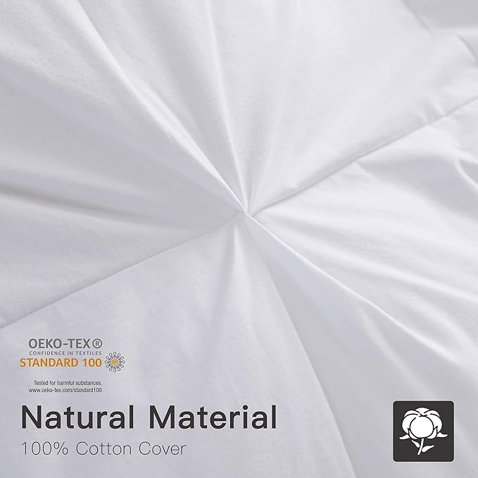 Alanzimo All Season Twin/Twin XL Size 68x90 Goose Down Feather Fiber Comforter - Luxury Medium Warmth White Hotel Style Fluffy Down Feather Comforter Duvet Inserts with 8 tabs-Pinch Pleat