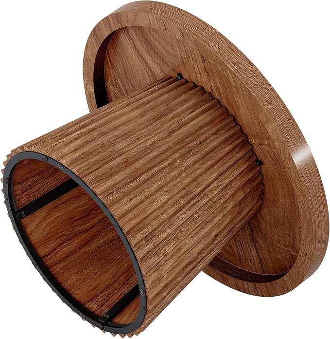 Tribesigns Coffee Table, 31.5" Small Farmhouse Round Coffee Tables with Fluted Drum Base, Mid Century Modern Farmhouse Accent Center Table for Living Room, Apartment, Small Space, Walnut