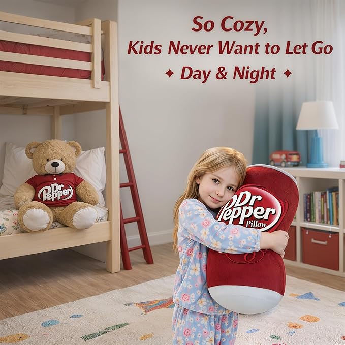 Doctor Pepper Pillow (20” x 10”) Oversized Throw Pillow – Cute Stuff for Home Decor & Room Decor Aesthetic | Soft & Cute Pillow for Room Decor | Funny Gifts for Soda Lovers.