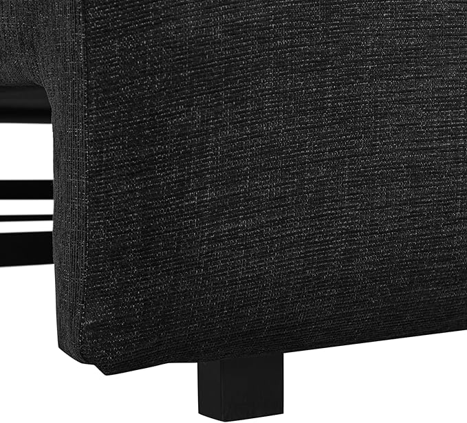 Serta Glendale 90.2" Queen Size Wall-Hugging Convertible Sofa, Dreamcoil Comfort, Chenille Fabric, Black