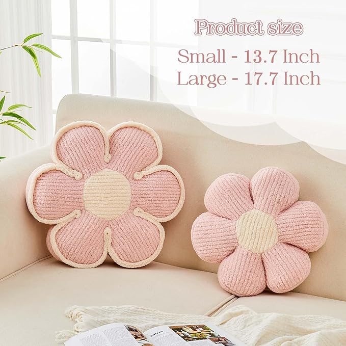 Kcvvcr Flower Pillow, Soft Flower Decorative Throw Pillow, Cute Daisy Flower Shaped Seating Floor Cushion Room D??cor Plush Pillows for Sofa Couch Bed (13.7 Inch, Light Pink)