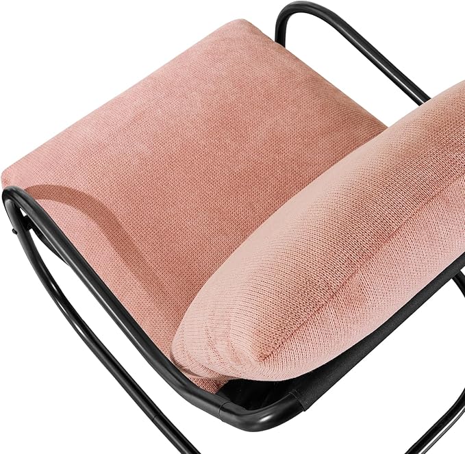 Peace nest Modern Accent Chair,Comfy Living Room Suspended Chair with Mental Frame,Bedroom Armchair with Soft Upholstered Cushion for Balcony Lounge Reading Meeting Room,Pink
