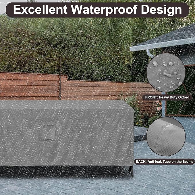 PureFit Patio Furniture Covers, Outdoor Table Furniture Cover Waterproof Rectangle, Patio Sectional Couch Set Cover for Deck, Lawn and Backyard, UV Resistant, 110"L x 84"W x 28"H, Gray - Image 4