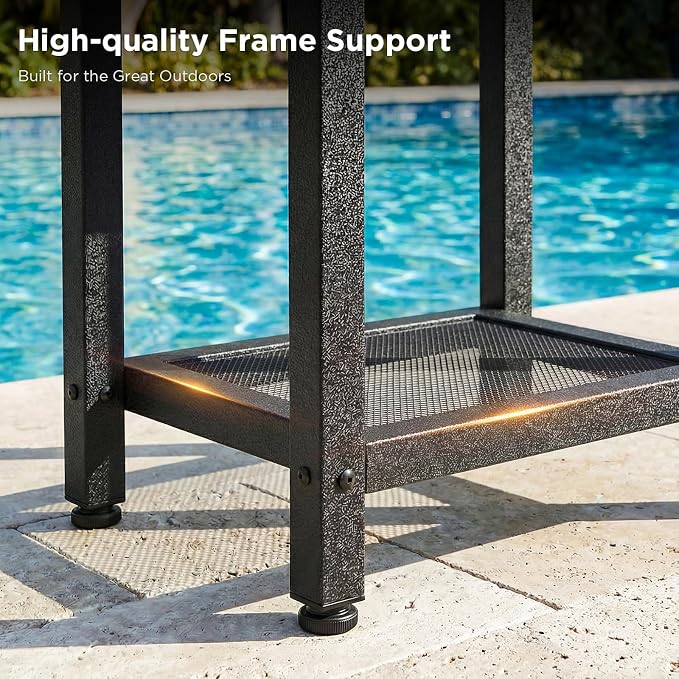 ODK Outdoor Double Side Table, Adirondack Patio End Table with Weather-Resistant Waterproof Top for Hot Tub Garden, Balcony, Poolside, Grey - Image 5