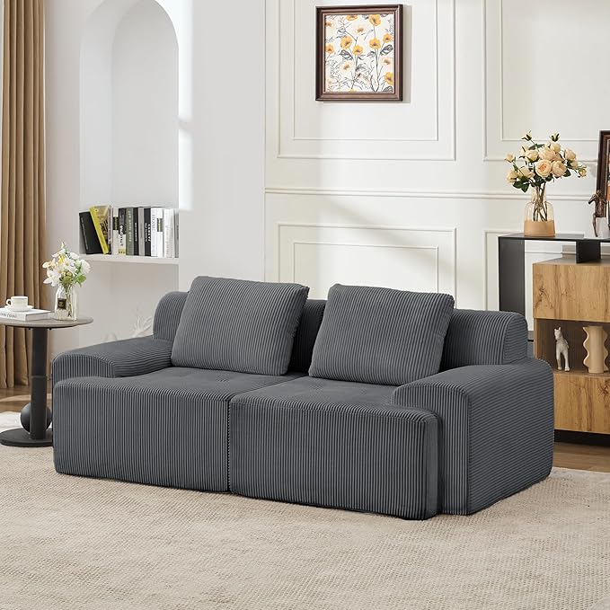 KIGOTY Modular Sectional Sofa, 2 PCS Comfy Cloud Sectional, Corner Couch, Modern Boneless Couch for Living Room, No Assembly Required,Grey
