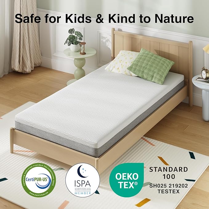 Novilla Twin Size Mattress, 6 Inch Twin Mattress for Kids, Gel-Infused Memory Foam Mattresses in a Box for Pain Relief & Enhanced Support & Cooling Sensation, CertiPUR-US Certified