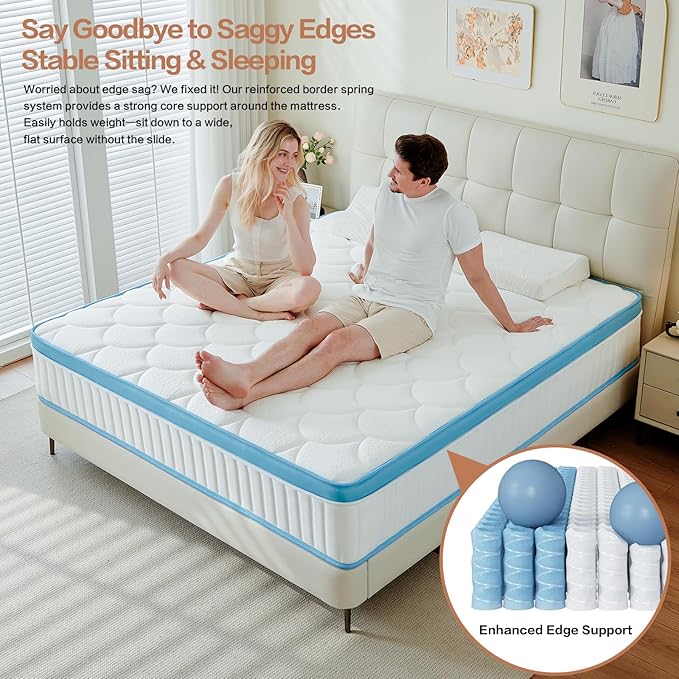 Full Size Mattress,14 Inch Full Mattress in a Box,Memory Foam and Individually Pocket Innerspring Euro Top Hybrid Mattress,Medium Firm,Ideal for All Sleep Positions,75"x54"