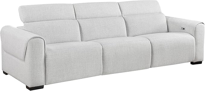 Lexicon Power Reclining Sectional Couches for Living Room-Modular Sectional Sofa, Wall Hugger, 3 Recliner Seats, Power Headrests, Charging Ports, 3 Seater Couch, Chenille Cloud