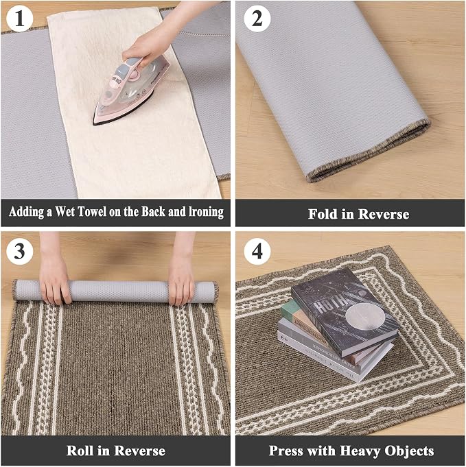 Ileading Hallway Runner Rug 2x6ft Kitchen Floor Mat Modern Geometric Non Slip Throw Rugs Busy Traffic Extended Indoor Doormat Machine Washable Accent Carpet for Laundry Bedroom(Brown) - Image 9