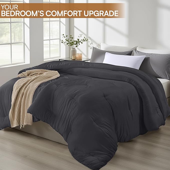 Utopia Bedding Comforters King Size, All Season Duvet Insert, Down Alternative King Comforter with Corner Tabs, Machine Washable Bed Comforter 90 x 102 Inches (Grey)