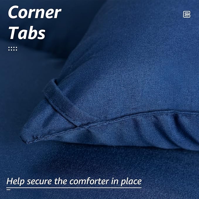 HYLEORY All Season Twin Size Bed Comforter - Cooling Down Alternative Quilted Duvet Insert with Corner Tabs - Winter Warm - Machine Washable - Navy Blue