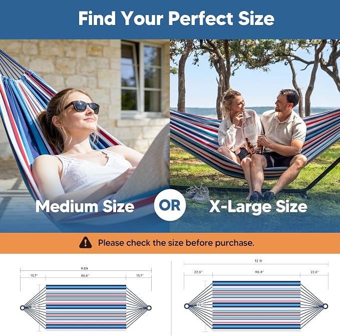 SUNCREAT Hammocks for Outside, Portable Heavy Duty Tree Hammock, Ocean Stripes - Image 5
