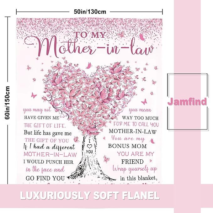 Mother in Law Gifts, Mother in Law Birthday Wedding Gifts, Birthday Gift for Mothers in Law Christmas Mothers Day Blanket 60"x 50"
