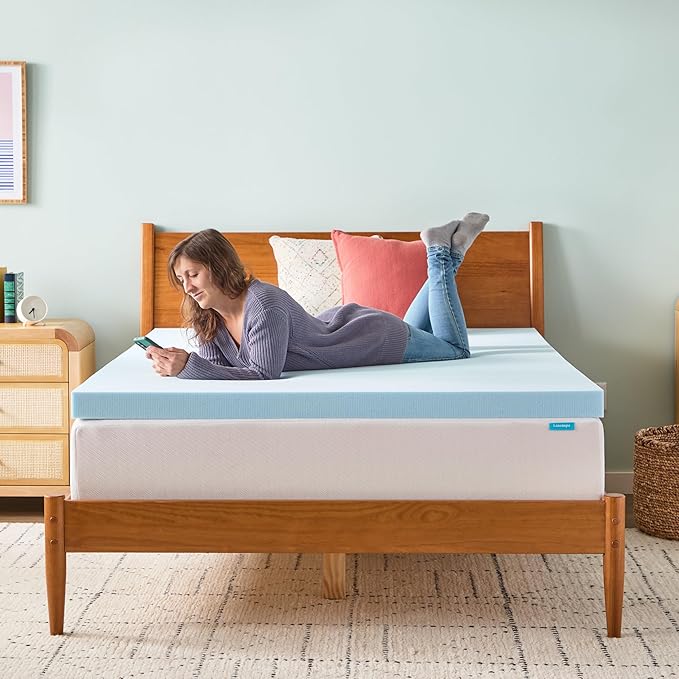 Linenspa Memory Foam Mattress Topper, Short Queen Size - 3 Inch Gel Infused Memory Foam - Plush Feel - Cooling and Pressure Relieving - CertiPUR Certified