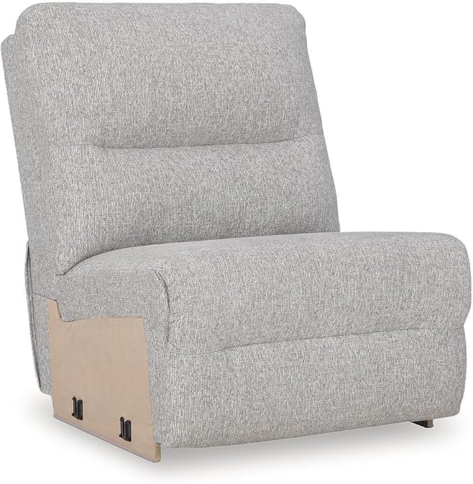 Signature Design by Ashley Acklen Place Stain Resistant Modern L-Shaped 6-Piece Power Reclining Sectional with Adjustable Headrest, USB Ports, Console, Storage and 3 Accent Pillows, Light Gray
