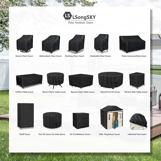 Patio 3-Seater Sofa Cover,Outdoor Couch Cover Fits up to 85W x 38D x 35H Inches,100% Waterproof Heavy Duty Patio Furniture Covers,Black - Image 2