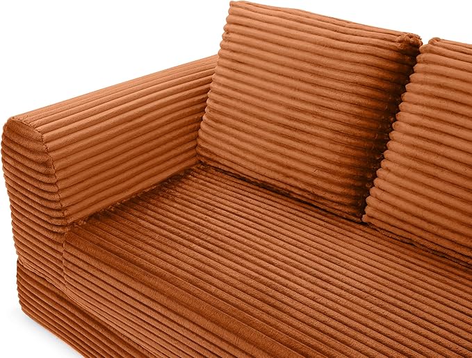 Foldable Boneless Love Seat Couches in a Box, Modern Floor Foam Sleeper Sofa Bed 2-in-1 Convertible Cloud Sofa for Home Apartments Bedroom
