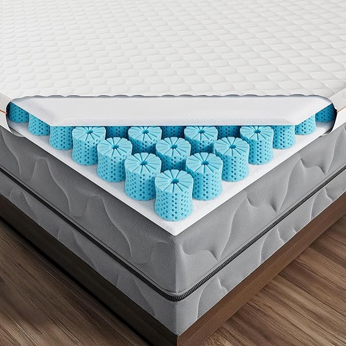 Dormeo RV Short King Cooling Mattress Topper with Octaspring® Technology for Optimal Back Support, Medium Firmness