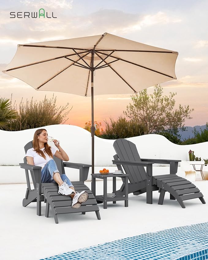 SERWALL Adirondack Chair Set of 2 for Patio Garden Outdoors Fire Pit- (Folding Gray) - Image 2
